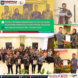 Penutupan Pelatihan Orientasi Tugas PPUPD Jenjang Ahli Muda Angkatan I Tahun 2024 