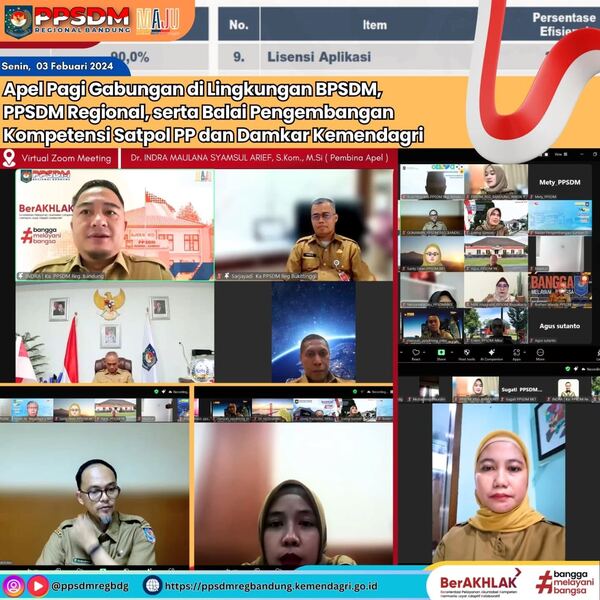 Apel Pagi Gabungan BPSDM Kemendagri, PPSDM Regional serta Balai Pengembangan Kompetensi Satpol PP dan Damkar Secara Virtual