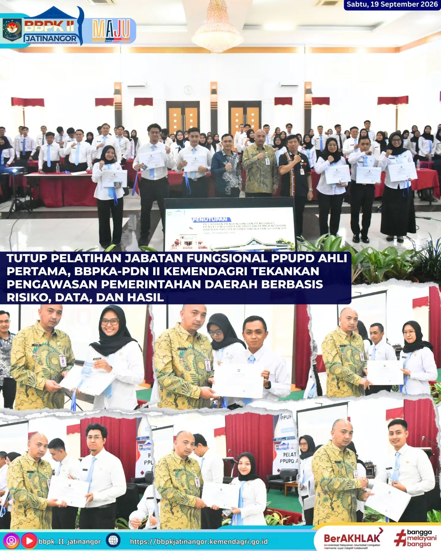 Tutup Pelatihan Jabatan Fungsional PPUPD Ahli Pertama, BBPKA-PDN II Kemendagri Tekankan Pengawasan Pemerintahan Daerah Berbasis Risiko, Data, dan Hasil