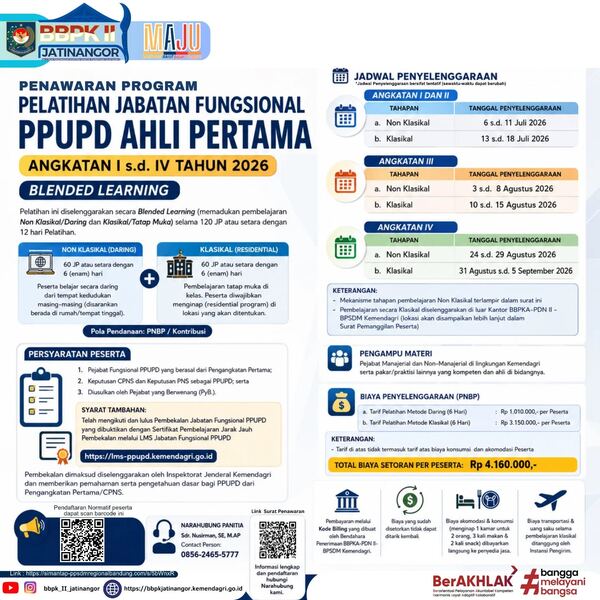 PENAWARAN PELATIHAN JABATAN FUNGSIONAL PPUPD AHLI PERTAMA TAHUN 2026