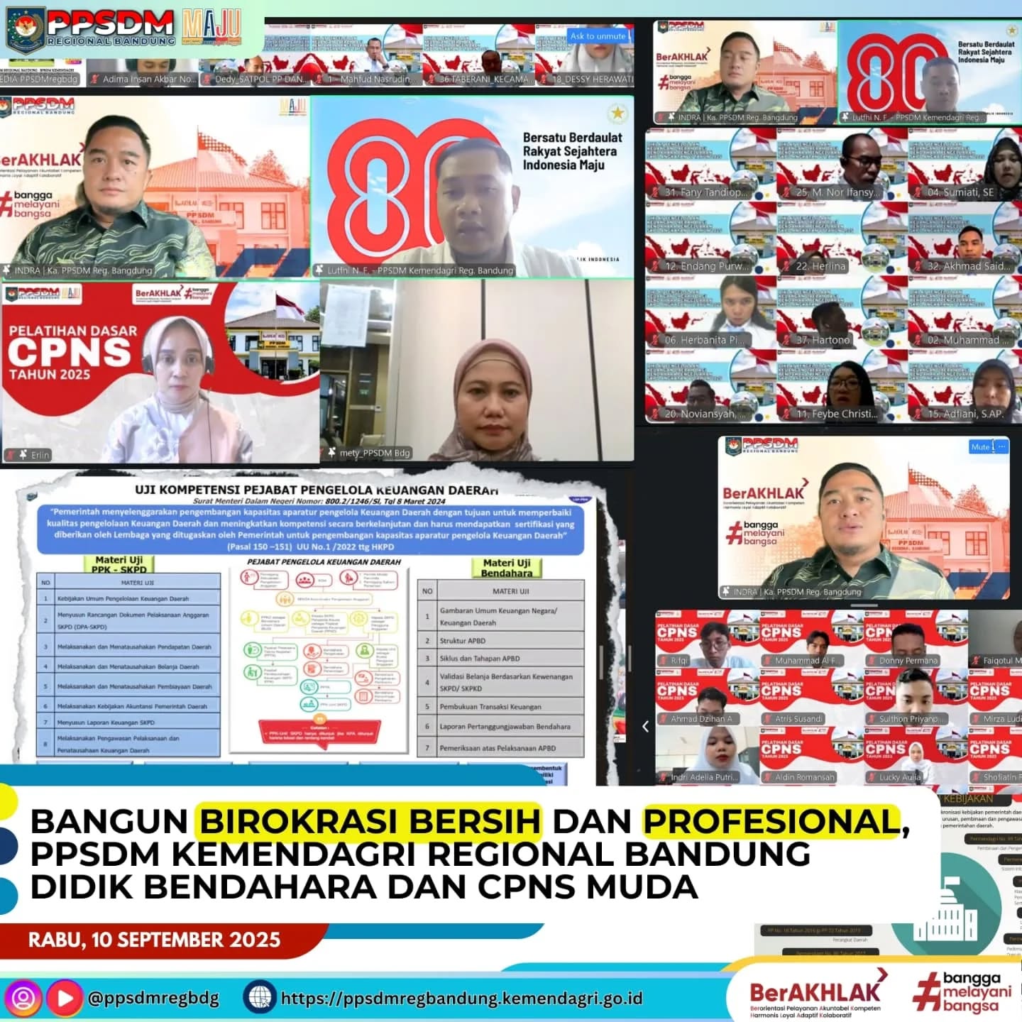 Bangun Birokrasi Bersih dan Profesional, PPSDM Kemendagri Regional Bandung Didik Bendahara dan CPNS Muda