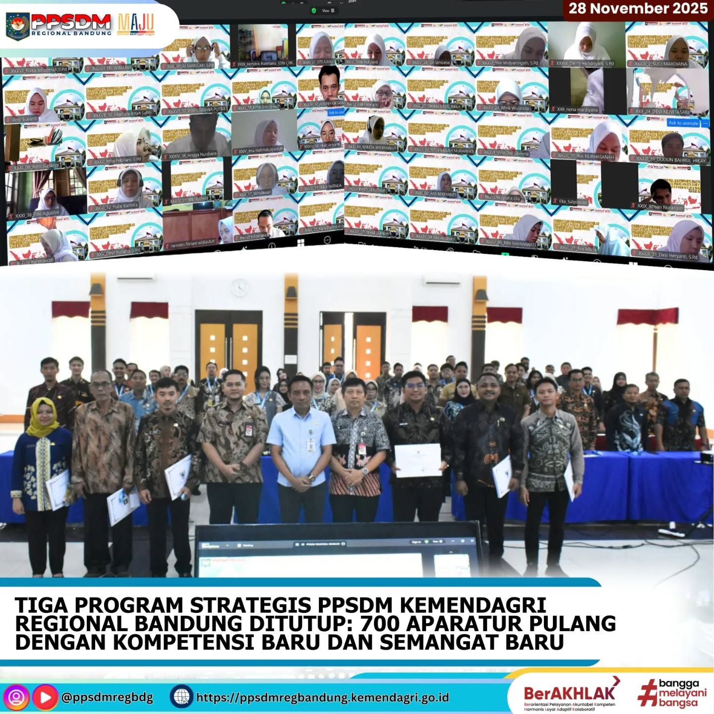 Tiga Program Strategis PPSDM Kemendagri Regional Bandung Ditutup: 700 Aparatur Pulang dengan Kompetensi Baru dan Semangat Baru
