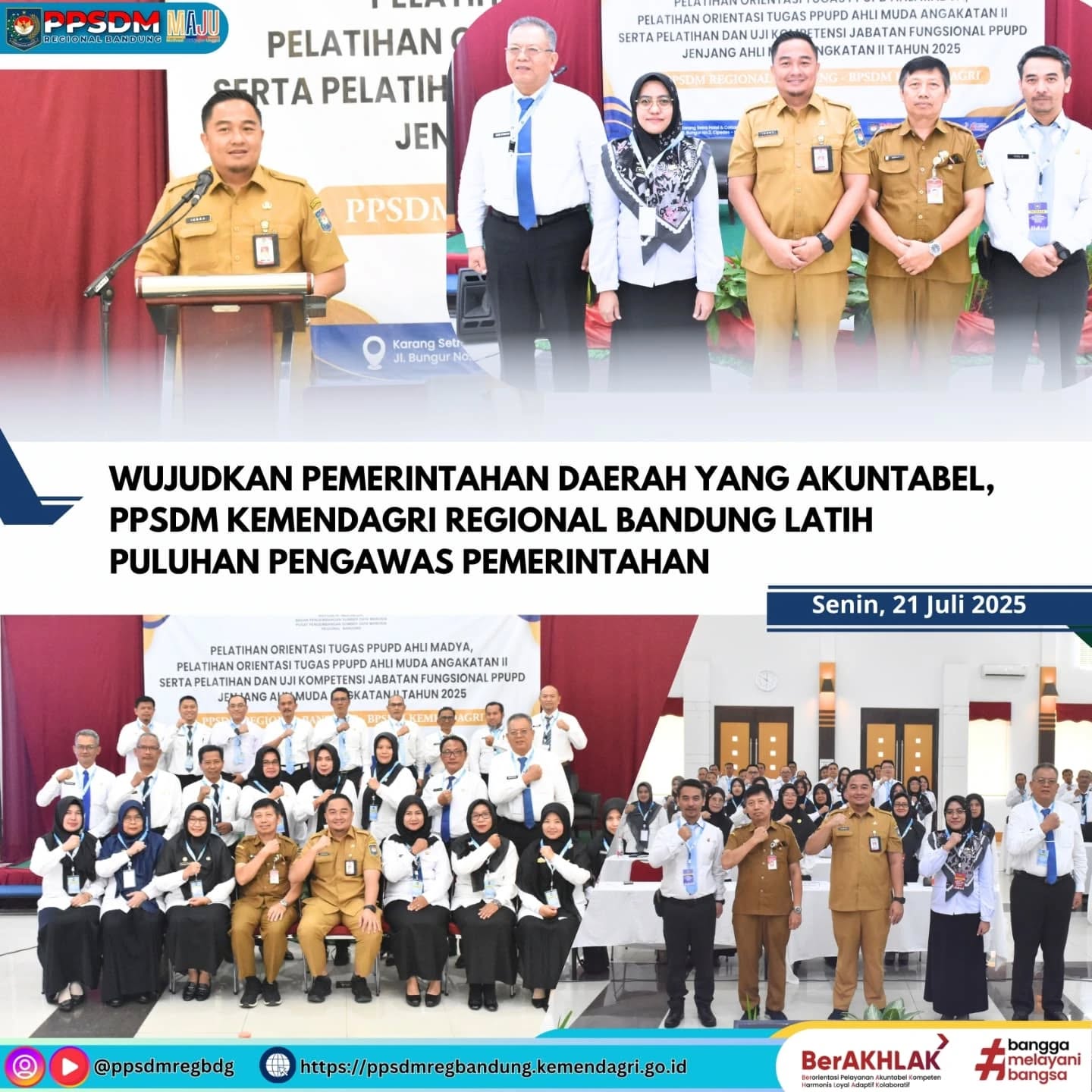 Wujudkan Pemerintahan Daerah yang Akuntabel, PPSDM Kemendagri Regional Bandung Latih Puluhan Pengawas Pemerintahan