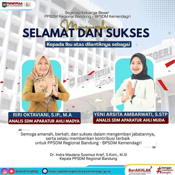 Segenap Keluarga Besar PPSDM Regional Bandung - BPSDM Kemendagri mengucapkan