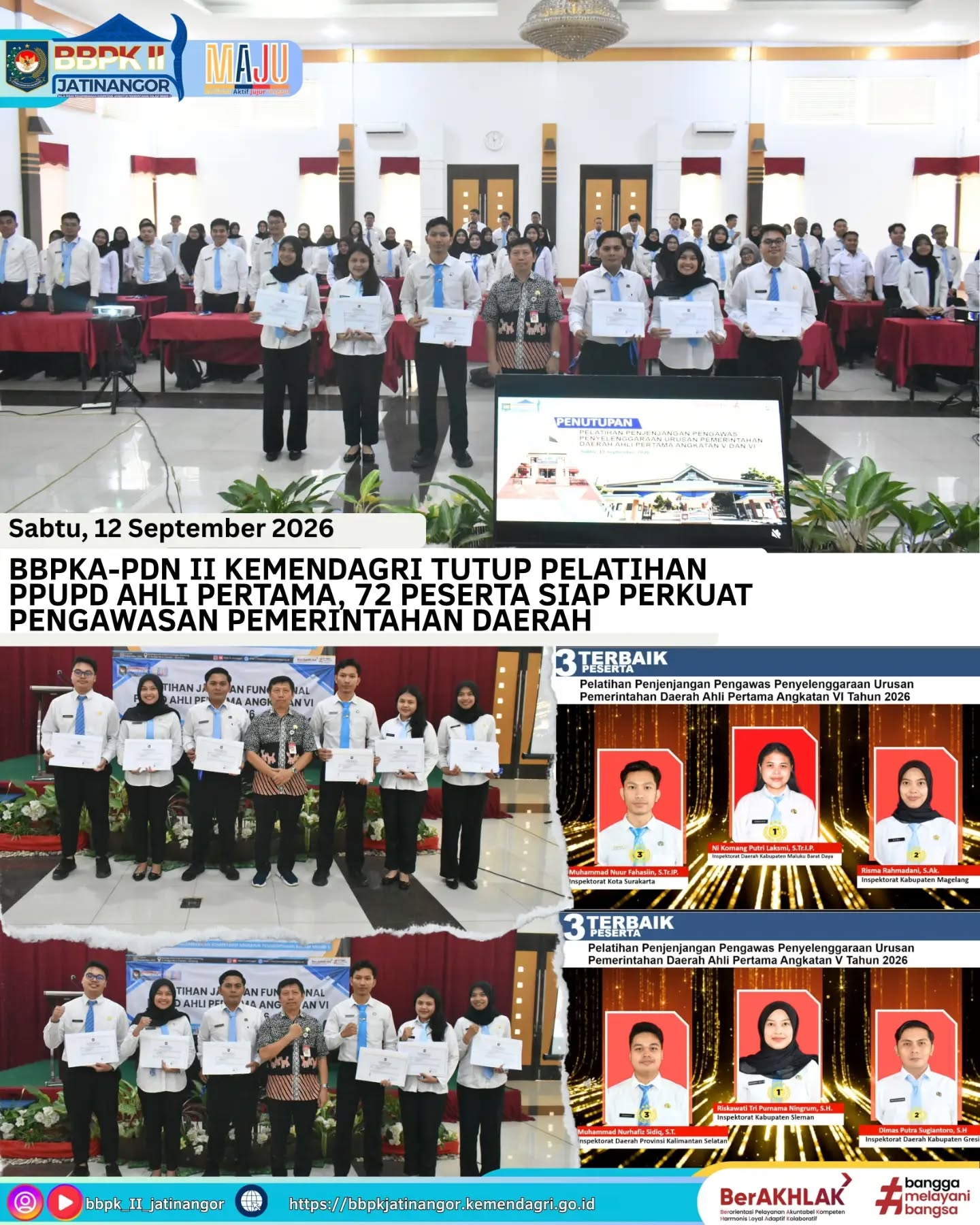 BBPKA-PDN II Kemendagri Tutup Pelatihan PPUPD Ahli Pertama, 72 Peserta Siap Perkuat Pengawasan Pemerintahan Daerah