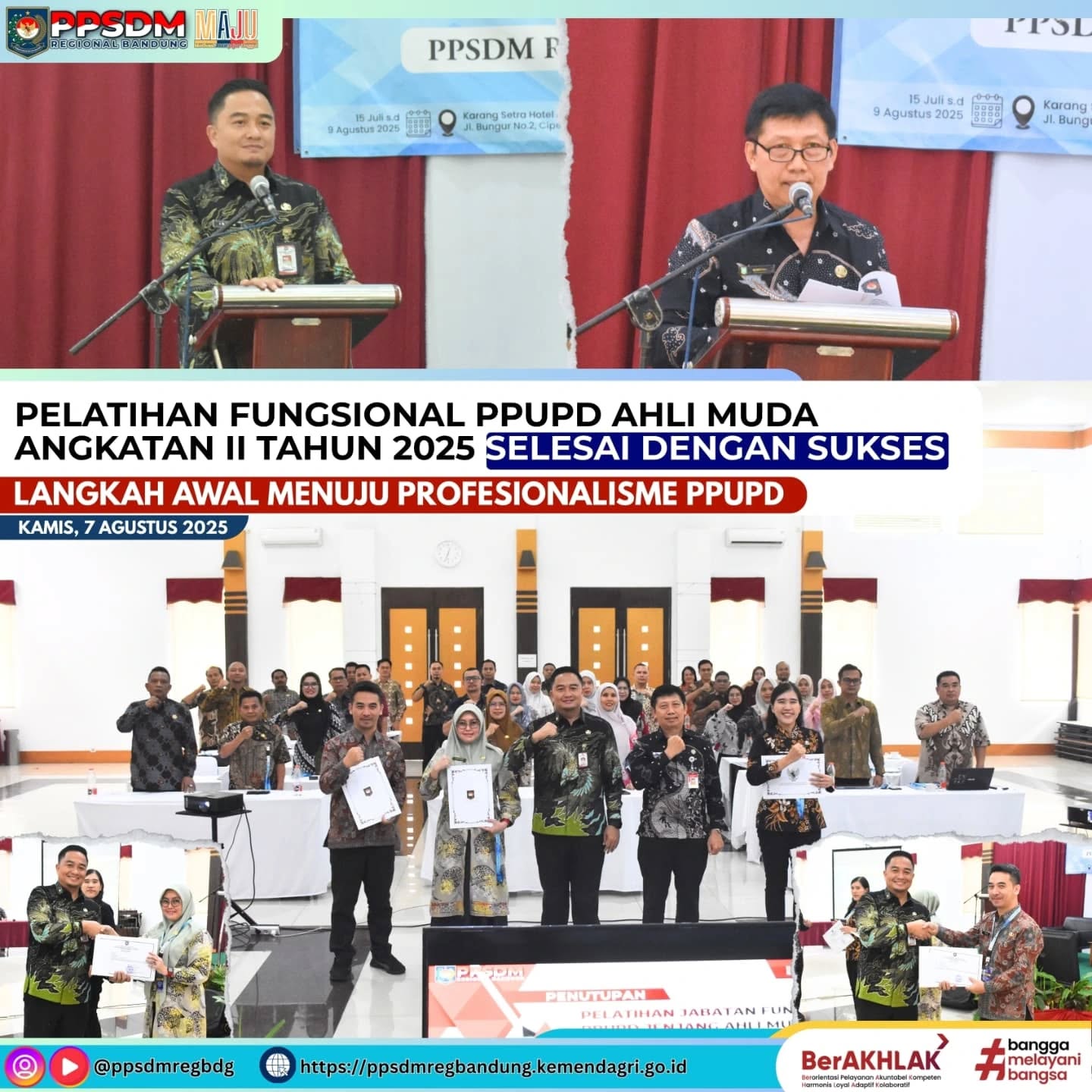 Pelatihan Jabatan Fungsional PPUPD Ahli Muda Angkatan II Tahun 2025 Resmi Ditutup: Memperkuat Peran Pengawasan Pemerintahan Daerah yang Adaptif dan Responsif