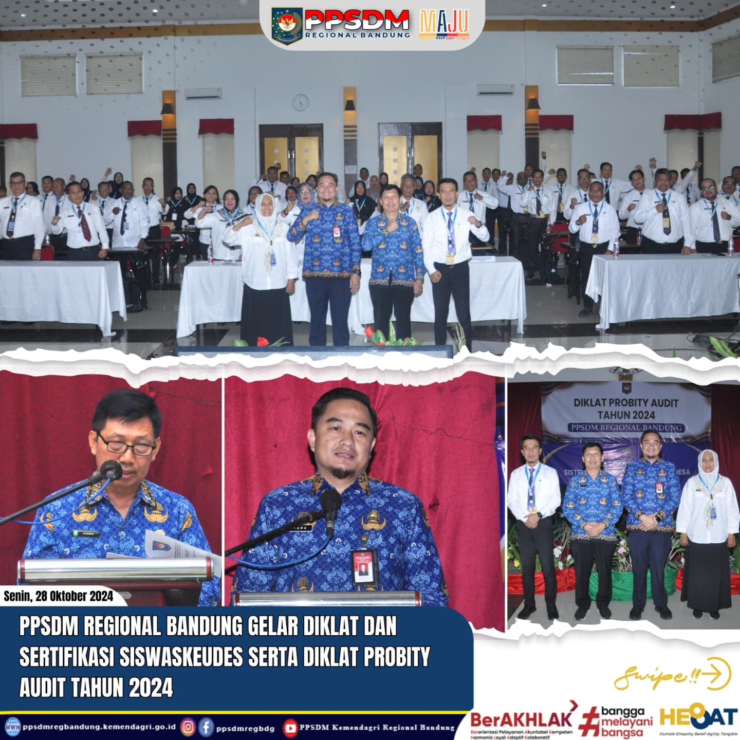 Perkuat Integritas, PPSDM Kemendagri Regional Bandung Tingkatkan Kompetensi APIP Lewat Diklat Probity Audit dan Siswaskeudes