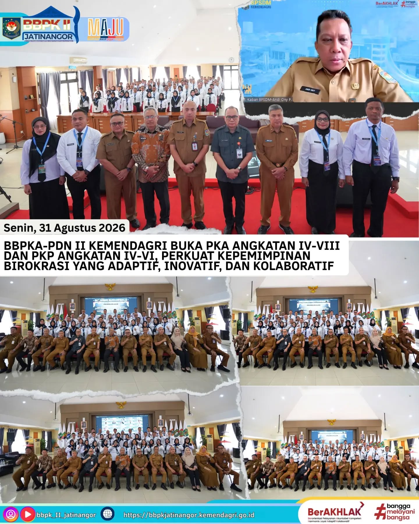 BBPKA-PDN II Kemendagri Buka PKA Angkatan IV–VIII dan PKP Angkatan IV–VI, Perkuat Kepemimpinan Birokrasi yang Adaptif, Inovatif, dan Kolaboratif
